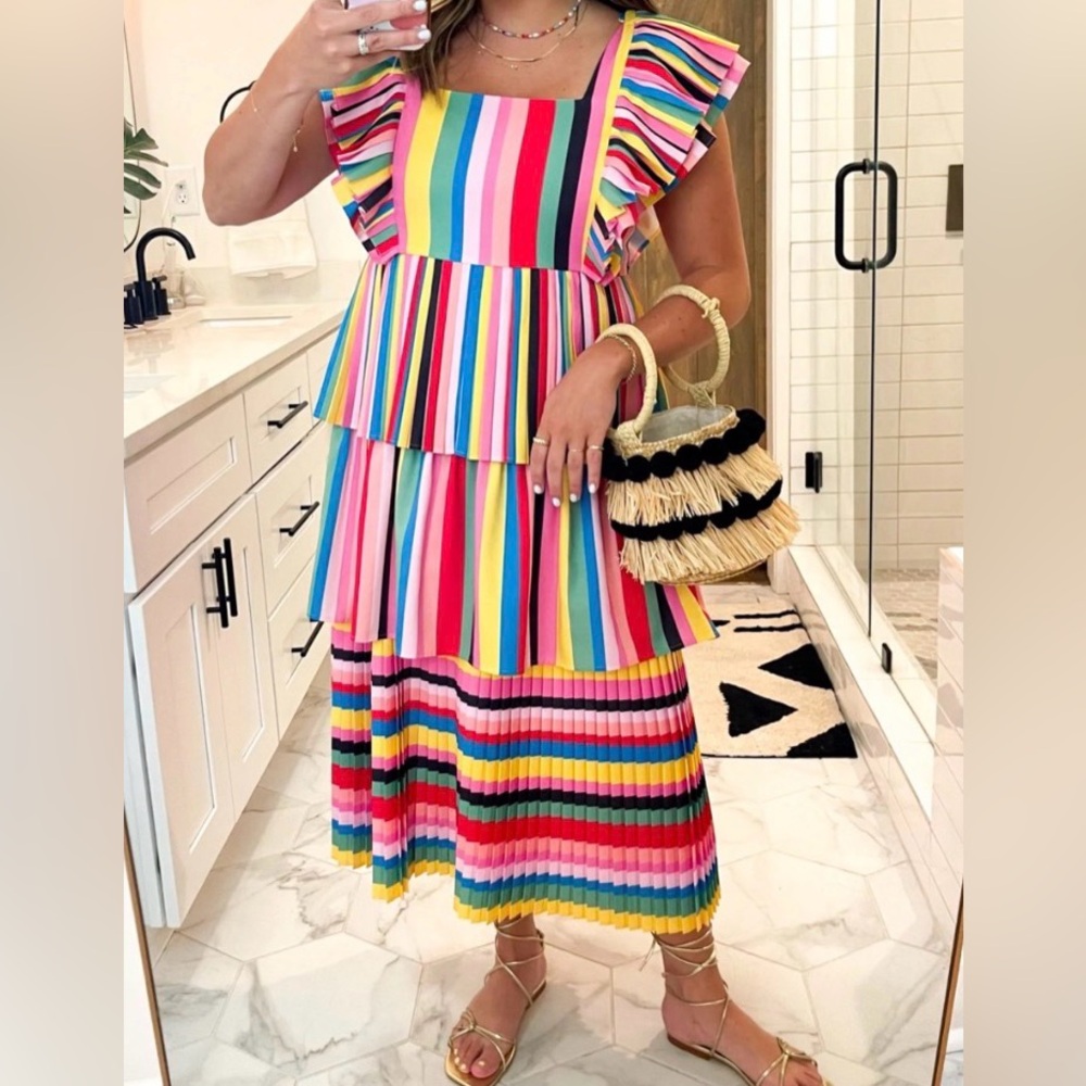 CROSBY by Mollie Burch Multicolor Striped Midi Dress